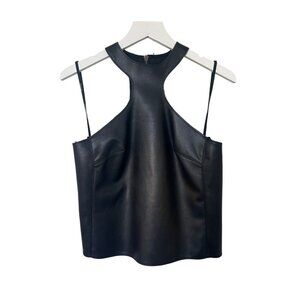 Bailey 44 Black Faux Leather Halter Top